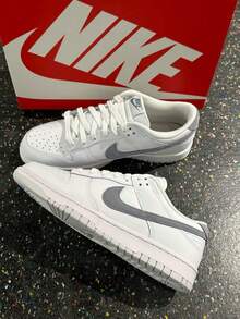 Nike Dunk LOW 舒適休閒 薄底 防滑耐磨 低筒 板鞋 男款 白灰 - 白灰色 - 查看 3