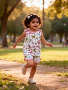 2pcs/Set Cute Bow Print Bow Decor Tank Top And Sports Shorts, Casual Daily Versatile Baby Girl Set, Suitable For Summer Vacation, Indoor And Outdoor Wear - Pink - View 4