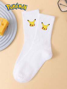 pokemon 3-5双装宝可梦卡通印花透气柔软中筒袜，加固后跟和脚趾，耐穿，男女通用四季皆宜 - 彩色 - 查看 2