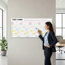 Dry Erase Yearly Wall Planner Calendar, Double-Sided Reusable Annual Calendar With Vertical & Horizontal Layouts, 12 Month Full Year Overview, Large Grid Writing Space & Notes, Wall Hanging Planner For Office, Home & Classroom - Dry Erase Yearly Wall Planner Calendar - View 1