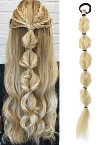 24 Inch Synthetic Long Twist Braided Ponytail Extensions With Hair Ties, Boxer Braids, Suitable For Women's Daily Use