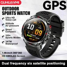 KENPANG ساعة ذكية رياضية خارجية جديدة لعام 2026 للرجال، تحديد المواقع GPS+Beidou، شاشة AMOLED HD 1.46 بوصة، مع مكالمات بلوتوث، مساعد صوتي، وظيفة التذكير، مقاومة للماء 3ATM، ضوء LED، أكثر من 100 وضع رياضي، قياس الارتفاع/الضغط الجوي/البوصلة، بطارية 540 مللي أمبير، متتبع لياقة صحي متوافق مع iOS و Android - متعدد الألوان - مشاهدة 15