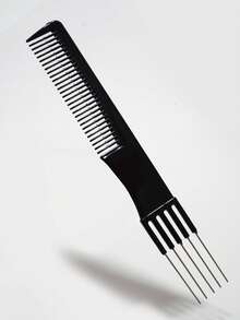 6件套专业美发梳套装，含喷雾瓶，包含细齿梳、尖尾梳、分叉梳和密齿梳，适用于所有发型和发质，非常适合日常使用、沙龙、居家和旅行，轻松打造理想发型，美发造型工具及发饰 - 黑色 - 查看 3