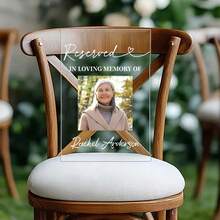 1pc Personalized Acrylic Memorial Wedding Chair Sign, Customizable Photo & Name, Love Memorial Reserved Seat Plaque, Funeral, Memorial Ceremony, Anniversary & Condolence Gift For Family And Friends - Multicolor - View 34