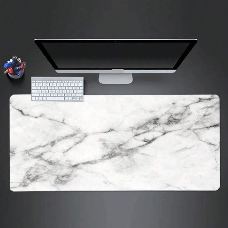 Large Marble Mouse Pad With White & Grey Marble Pattern - Non-Slip Rubber Base, T4XZ - 40*80cm - Xem 1