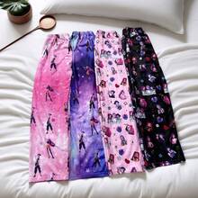 Mattel 1pc Monster Hunt Flannel Cartoon Pajama Pants For Women In Autumn And Winter, New Cute Cartoon Printed Straight Leg And Velvet Casual Pants, Versatile And Fashionable Pajama Pants, Cute Printed Witch Hunt Group Rumi - Multicolor - View 2