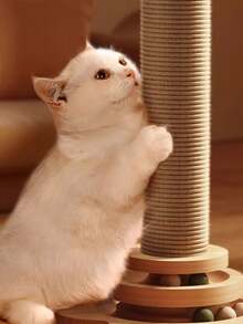 This Cat Scratching Post/Climbing Tower Features A Raised Design With Durable, Scratch-Resistant Sisal Rope Pads. It Also Includes A Built-In Teaser Wand And Cat, Perfectly Meeting Cats' Needs For Self-Soothing, Nail Scratching, And Entertainment. It Makes An Excellent Gift For Kittens. - 46cm Longer - View 7