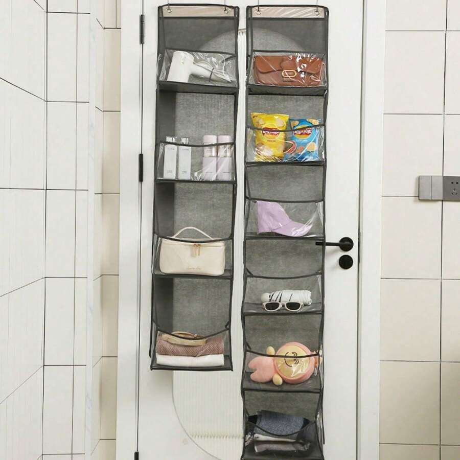 1pc 6-Tier Over The Door Hanging Storage Bag, Large Capacity Mesh Transparent Pocket Organizer Bag For Cosmetics, Kitchen, Nursery, Bathroom, Closet, Bedroom, Dorm, Diapers, Kids Toys, Multi-Color - Multicolor - View 1