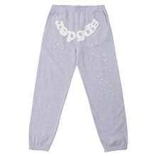 SP5DER Spider Worldwide Tracksuit Hoodie Cobweb Pattern Print Unisex Sweatshirt Men Women Graphic Outwear, Tracksuit Pullover Sweatshirt For Women Men Matching Hoodies For Couples - Grey/pants - 查看 2
