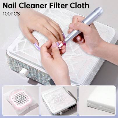 100片装美甲粉收集器滤纸，一次性美甲粉尘过滤器，适用于大多数美甲粉收集器、美甲吸尘器，适用于美甲沙龙、美甲SPA、美甲师、美甲配件