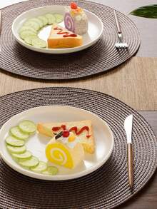 2片/4片装15英寸圆形编织PP餐垫，纯色手工编织隔热桌垫，多种颜色可选，可水洗防滑耐热桌垫杯垫，适用于家庭餐桌装饰、节日派对、餐厅、厨房、农舍风格、圣诞节和新年派对 - 彩色 - 查看 12