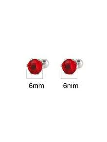 1 Đôi Khuyên Tai Đinh Tán Bằng Thép Không Gỉ, Khuyên Tai Vòng Tròn Đá Cubic Zirconia Nhiều Màu Sắc Dành Cho Nữ, Phụ Kiện Khuyên Tai, Trang Sức Nam - Bạc - Xem 10