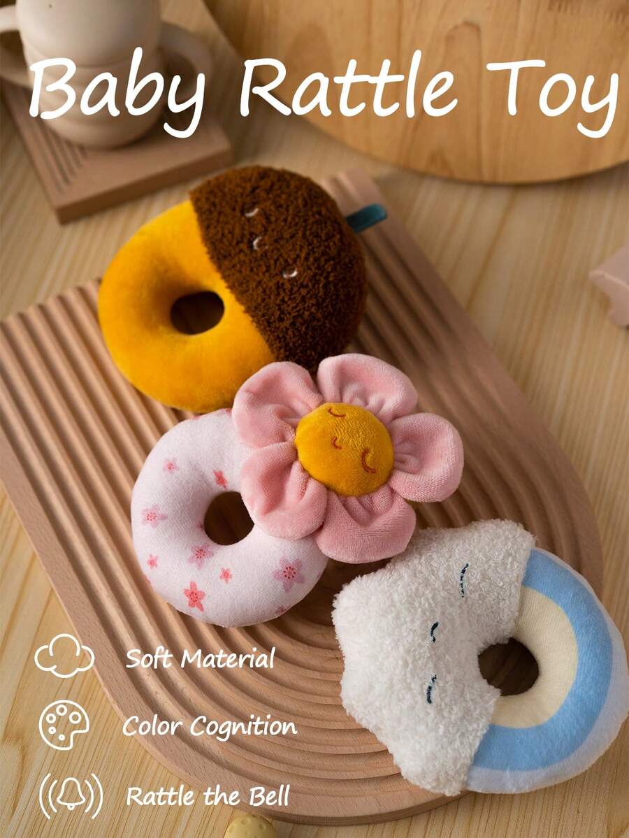 1 Stück Baby Rassel Plüsch Eichel Blume Wolke Spielzeug Weich Kuschelig Säuglings Sensorische Entwicklung Rassel Mit Einfachem Griff Zahnen Begleiter Für Neugeborene Niedliches Baby-Shower Geschenk - Verschiedenfarbig - Übersicht 1