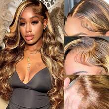 13x4 13x6 HD Lace Front Wig Human Blended Hair Body Wave 34 Inch - 200% High Density Glueless Wig Pre Plucked & Pre Cut With Natural Hairline & Baby Hair For , No Glue Ready To Wear - SP4/27 - View 7