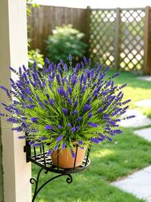 6pcs Artificial Lavender Flowers, Outdoor Artificial Baobab Tree Fake Plants, UV-Resistant Potted Decorative Plants, Faux Greenery Shrubs, Suitable For Window, Garden, Balcony, Hanging Planter, Outdoor Wedding - Multicolor - View 4