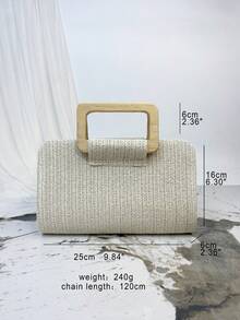 Spring/Summer Fashion Straw Woven Handbag, Women's Tote Bag, Women's Shoulder Bag, Fresh Style Bag, Beach Essential, Summer Must-Have Ladies' Vacation Purse, Casual Coin/Phone Pouch, Straw Woven Bag, Suitable For Party, Ball, Wedding, Banquet, Birthday, Best Gift For Women - White - View 5