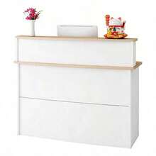 Mostrador De Recepción Escritorio 120cm Moderno Con Cajones Con Cerradura - Blanco - Ver 8