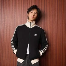 Adidas WAFFLE BBTT Retro Waffle Slim Fit Sports Jacket, Lightweight Outerwear - Black - View 5