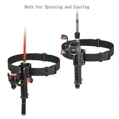2pcs Fishing Rod Waist Belt Holder, Portable Waist Mounted Rod Rack, Suitable For Shore Fishing, Equipped With Portable Rod Socket, Applicable To Spinning/Casting Reel, Kayak, Fly Fishing, Surfing And Outdoor Gear, Shore Fishing, Quick Release Buckle, Wading Gear Accessory
