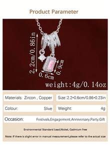 2只水滴形锆石耳环，优雅女士奢华镀金首饰，结婚订婚周年纪念礼物，送给女友、妻子、爱人 - 項鍊 - 查看 4