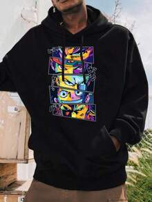 Men's Comfortable And Skin-Friendly Anime Hoodie And Sweatshirt, Party, Gift, Casual Street, Gift - Black - View 7