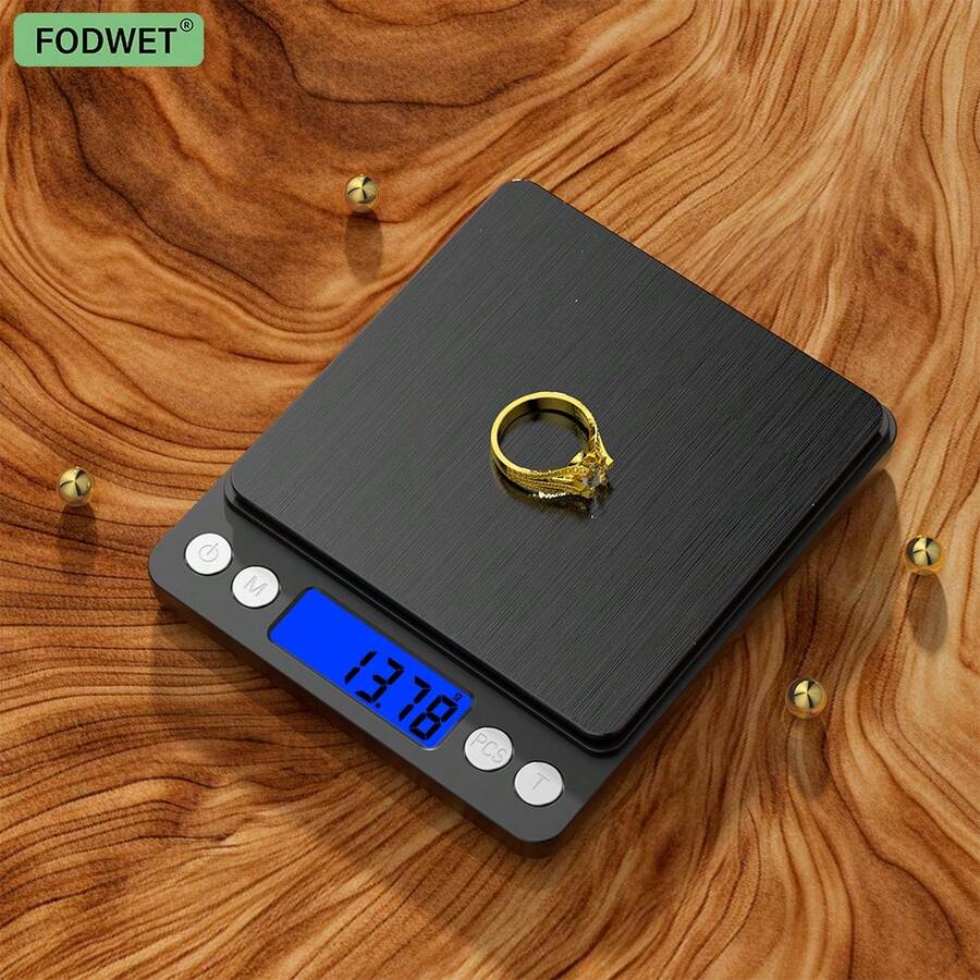 0.01g 高精度迷你智能电子秤，不锈钢珠宝食品重量秤，便携式家用烘焙测量工具，LED 背光多单位可切换，多功能精准厨房秤（不含电池）