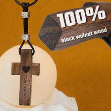 3 In 1 Wooden Cross Stress Relief Gifts Cross Charms God Is In Control Pocket Small Cross Christmas Gift Jesus Keychain Wooden Cross Fidget - Brown - View 1