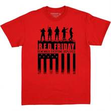 Bone Head Outfitters RED Five Soldiers Remember Everyone Deployed R.E.D Friday T-Shirt - Đỏ - Xem 1