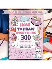 1 Book "How To Draw Anything", Essential For Painting Enthusiasts, 300 Simple And Cute Step-By-Step Drawing Tutorials Including Animals, Food, Gifts And More, Ideal For Back To School And Learning Supplies - Multicolor - View 3
