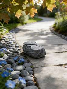 1pc Realistic Stone Fake Rock Key Hide Box, Outdoor Resin Stone Hidden Key Storage Container, Safe Backup Key Waterproof Sunproof Decor For Garden Yard - Type A - View 8