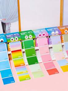 1张全新卡通渐变拉页便签本，高品质便利贴，适合日常使用、学习、标记、笔记等。
