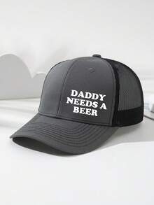 1pc Unisex "DADDY NEEDS A BEER" Printed Mesh Baseball Cap, Sun-Shading Breathable Fashion Versatile Hat With Adjustable Strap, Suitable For Daily Outing, Gathering, Outdoor Sports, Truck Driver - A - View 9