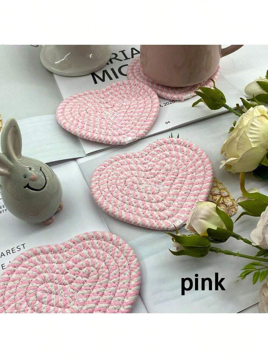 These Heart-Shaped Coasters Effectively Protect Your Table From Hot Cups, Cold Drinks, And Moisture Rings. The Textured Or Grippy Bottom Prevents Sliding, Keeping Your Beverages Secure On Smooth Surfaces.Featuring A Cute, Well-Defined Heart Shape, These Coasters Add A Touch Of Warmth And Style To Any Setting. - Multicolor - View 1