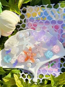 17pcs Detachable Multicolor Wave Pattern Butterfly, Starfish, Shell Shoe Decorations, Perfect For Back To School, Garden, Beach Shoes, Ideal Holiday Gift - Multicolor - View 5