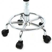 White Round Adjustable Salon Stool With Backrest & Textured Lines Sturdy Swivel Seat For Salon Spa Barber Shop Home Beauty Use - 預設 - 查看 5