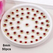 50 piezas/paquete, 8mm, 10mm, 12mm, 14mm, modelos mixtos, brillantes cristales de rhinestones con diseño de flor, base dorada, cristales de rhinestones brillantes adhesivos planos DIY para coser - multicolor - Ver 62
