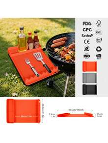 HIGH TEMPERATURE RESISTANT BABY-MOM GRADE SILICONE GRILL PROTECTOR MAT, THICKENED SLIP-RESISTANT HEAT-RESISTANT HANGABLE OIL-DRAINING BAKING SHEET LINER, INS-STYLE HIGH-AESTHETIC STRONG SUPPORT BLACKSTONE GRILL SPECIALIZED TOOL MAT, UNIVERSAL FOR BACKYARD PARTIES, CAMPING BARBECUES, FRIENDS' GATHERINGS, HOME BAKING, KITCHEN PREP & DAILY COOKING - Multicolor - View 4