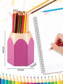 Lindo soporte para bolígrafos con forma de lápiz, organizador de escritorio multicolor creativo que también sirve como soporte para brochas de maquillaje, divertido y adecuado para decoración del aula y regalos del Día del Maestro. Diseño de jarrón de lápiz, organizador de artículos de papelería para el escritorio, almacenamiento de artículos de papelería multifuncional, adecuado para la decoración de la oficina y el hogar, artículo de papelería perfecto para volver a la escuela. - Multicolor - Ver 9