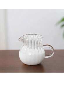 1pc Mini Creative Handmade Striped Glass Creamer/Milk Jug, Heat-Resistant Glass Coffee Milk Cup, Sauce Cup, Microwave - Transparent - View 7