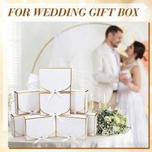 10 hộp quà màu trắng có nắp, thích hợp làm hộp quà cầu hôn cho phù dâu, hộp quà cưới, quà sinh nhật, quà tặng tiệc tùng, quà tặng ngày Valentine, v.v. - Viền Bạch Kim - Xem 4