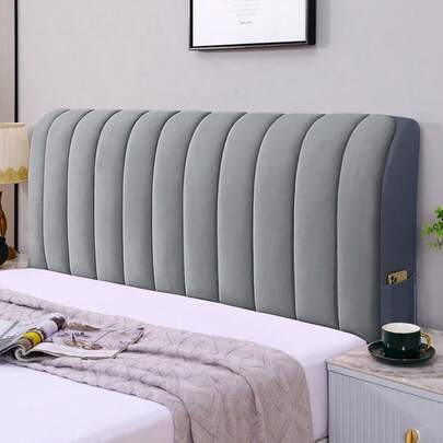 Ciliu Thickened Quilted Milk Silk Velvet Headboard Cover, Vertical Stripe Pattern, Full Wrap-Around Cream Color, Universal Size Fits All Headboard Types, Impact-Resistant And Machine Washable, Women's Day, Travel Essentials, Wedding Favors, Y2k, Bedroom, Car Accessories Women, Kitchen Decor, Kitchen Decor, Household Items