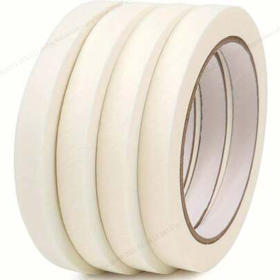 4 Rolls White Artist Masking Tape - 0.4 Inch Wide Acid-Free Strong Adhesive Removable No Residue Tape, Suitable For Watercolor, Painting, Canvas And Paper - Ideal For Curves, Framing, DIY Crafts, Drawing And Art Projects (20M Per Roll)