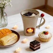 Chocolate Fondue Set With Forks, Creative Ceramic Fondue Pot, Heating Stove, Ice Cream & Cheese Melting Pot - Multicolor - View 8