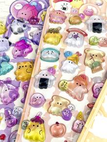 3D卡通漂浮贴纸，水晶钻石儿童装饰贴纸，3D浮雕贴纸，可爱女孩专属