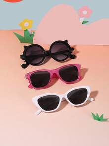 1set 3pcS Boys Girls 5-10Y Polycarbonate Cat Eye Square Frame Best Selling Custom Casual Retro Fashion Glasses, Outdoor Travel Party Outfit, With Glasses Box - Multicolor - View 6