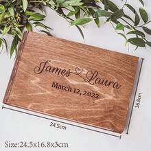 1pc 30/50 Pages Personalized Wooden Guest Book, Engraved Photo Album, Couple's Country Wedding Commemorative Album, Customized Engagement Gift, Wedding Souvenir - Multicolor - View 3