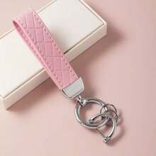 1pc Multiple Colors PU Leather Car Keychain Key Chain Pure Color Buckle Car Keyring Accessories Key Lanyard Gift - A - View 3