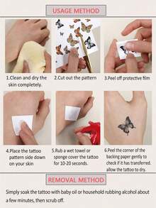 3pcs Red-Brown Leaf Flower Temporary Waterproof Tattoo Stickers, Fashionable Realistic Water Transfer Tattoo Stickers, Women Hand/Foot/Body Art, Suitable For Festivals, Weddings, Gifts And Daily Wear - Brown - View 8