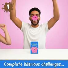 150张卡片+5个猪鼻子，爆笑派对游戏，适合4岁以上玩家、青少年和成人，趣味家庭游戏之夜互动欢乐合奏 - 彩色 - 查看 1