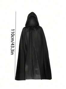 1件男女通用成人黑色薄纱针织连帽斗篷披风，单层设计，适合扮演女巫、吸血鬼、精灵、参加化装舞会、万圣节、圣诞派对等场合，长度5.58英尺（约1.7米）。 - 彩色 - 查看 5